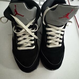 Jordan Kids Shoes Black and Gray with Red Accents